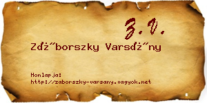 Záborszky Varsány névjegykártya